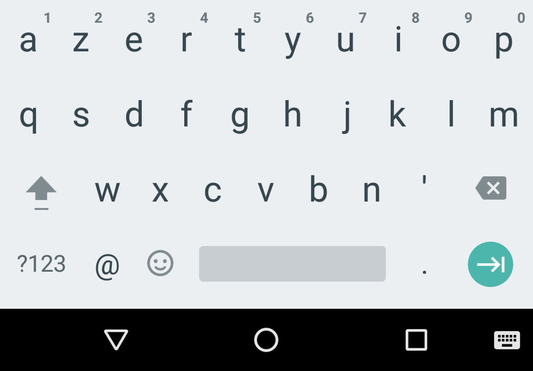 Android EMAIL_ADDRESS keyboard
