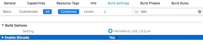 iOS bitcode in Xcode