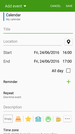 Android agenda event insertion S Planner